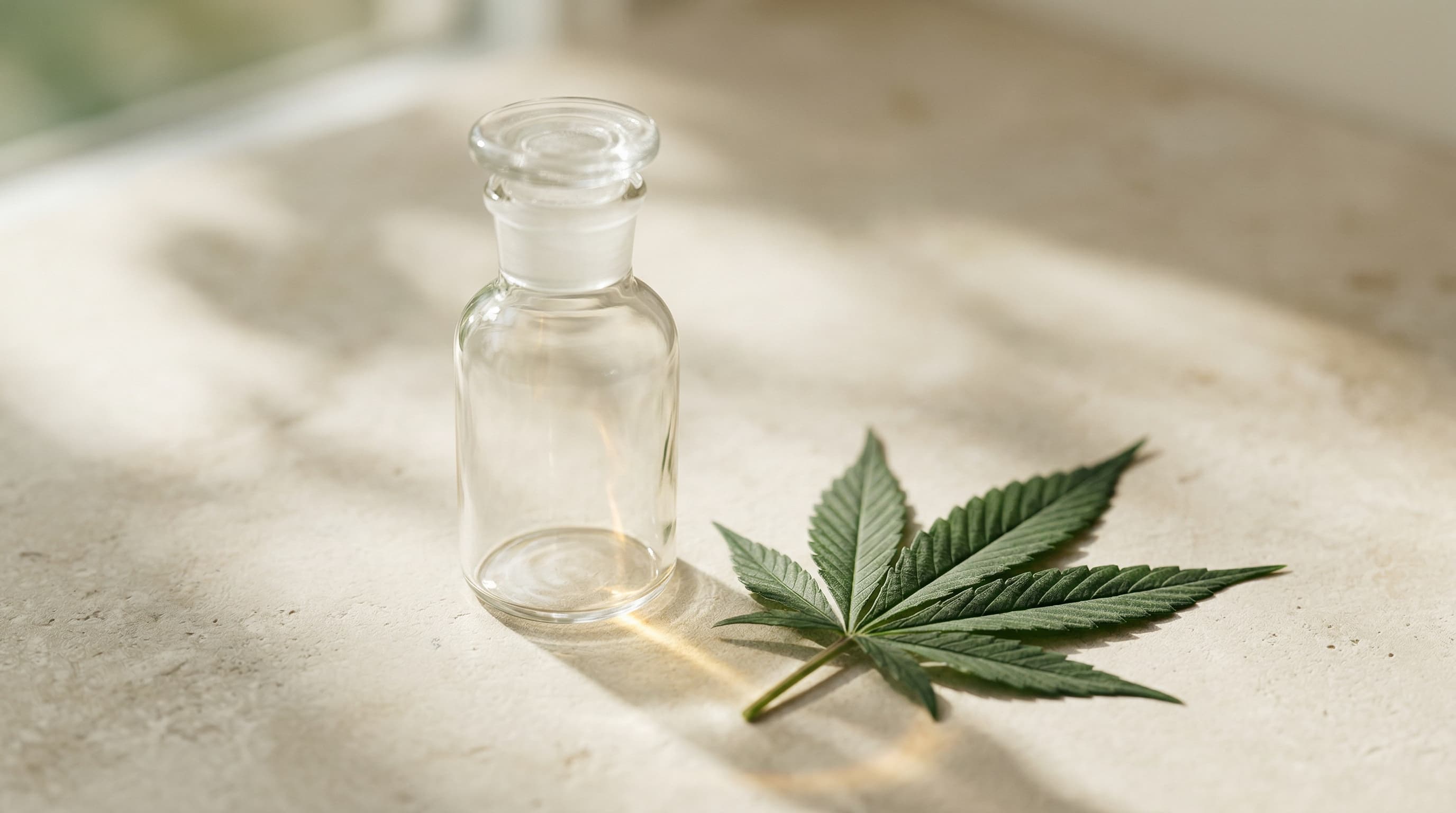 Illustration of hemp plant alongside a urine sample cup representing the CBD drug testing question